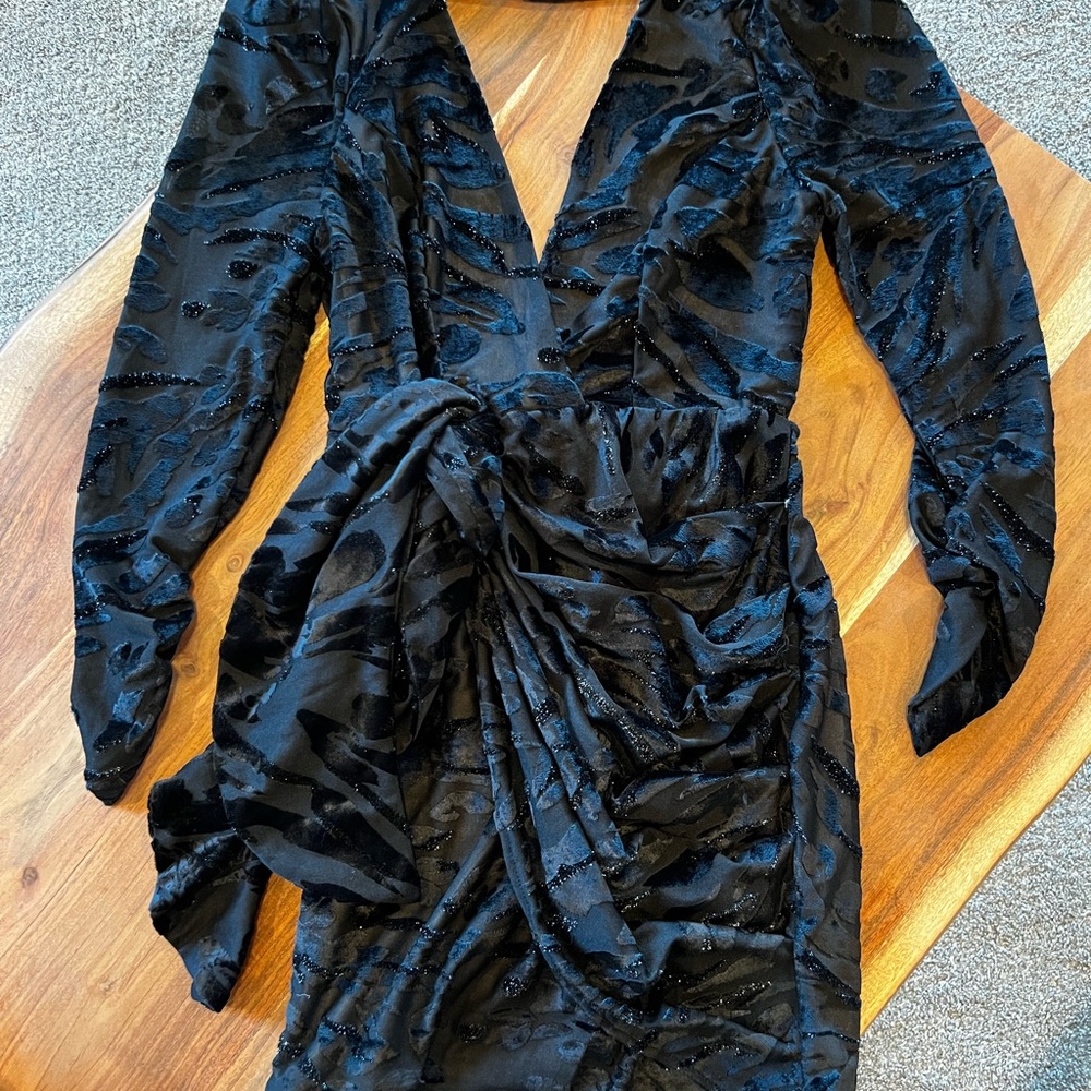 Black velvet bodycon dress
